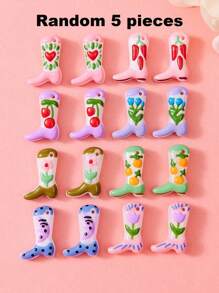 Juego de 1/5/10/20/30/50 piezas de dijes esmaltados pintados a mano de colores múltiples, lindos dijes que incluyen botas, cerezas, chiles, corazones, flores, luna, adecuados para la fabricación de joyas DIY, dijes, collares, aretes, llaveros, regalos para el Día de San Valentín, Día de la Madre