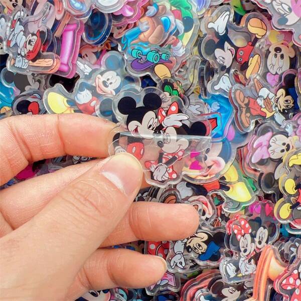 Disney 100/50/20/10pcs Transparent Cartoon Mickey & Minnie Mouse Acrylic DIY Craft Pieces