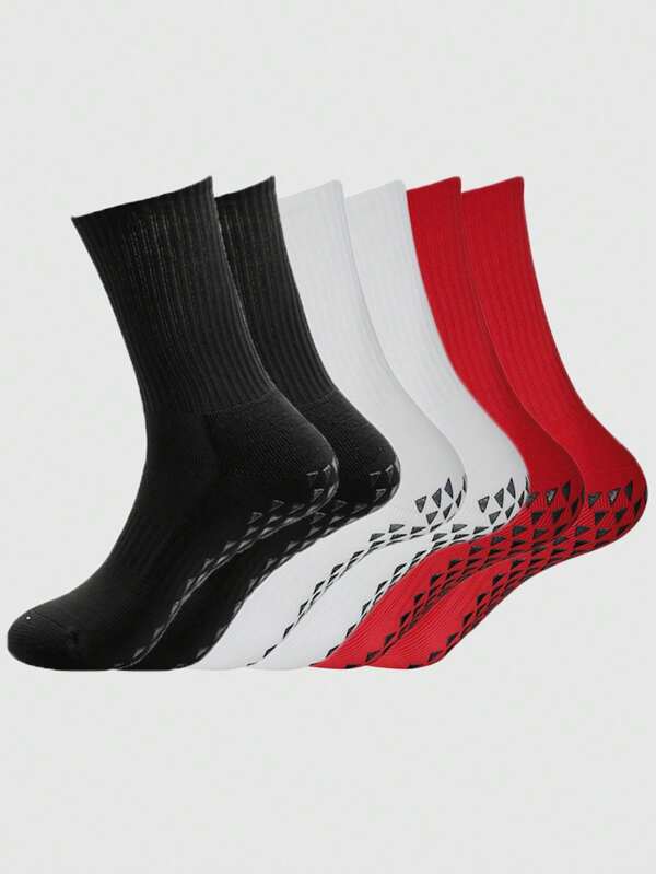 3 Paar einfarbige Sport Socken Unisex, minimalistisch & modisch Silikon rutschfeste Kniestrümpfe für Fußball/Basketball/Yoga