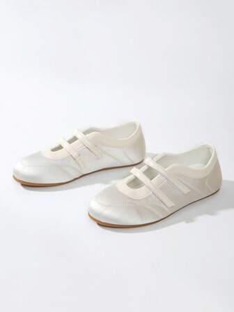 2025 夏季新款女鞋，缎面效果装饰缝线玛丽珍鞋，纯色时尚优雅度假男女通用运动前卫派对学院风波西米亚风休闲可爱仙女朋克商务婚礼复古派对户外中式奢华洛丽塔新中式 Y2K 哥特式西方街头服饰中式婚礼夜店工作服镂空户外四季皆宜