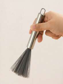 1pc Multi-Purpose Long Handle Cleaning Brush, Stainless Steel Material, No Power Needed, Suitable For Living Room, Bedroom, Bathroom, Kitchen, Furniture - Medium Strength Brush With Handle