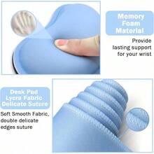 Large Mouse Pad Desk Dad, 4-In-1 Keyboard Wrist Rest Pad & Wrist Support Mouse Pad Set, Extended Desk Pad Waterproof Desk Home Office Study Game-Blue Marble - Light Blue - View 5