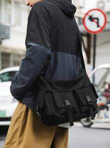 Japanese Style New Simple Men Messenger Bag Large Capacity Waterproof Student Campus Backpack Shoulder Bag Casual Daily Commute Bag School Bag Side Bag