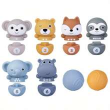 Kids Soft Bowling Toy Set With Stacking & Nesting, Indoor Outdoor Activity Play Game, Early Learning Toy For Animals, Numbers & Colors, Fun Gift For Toddlers