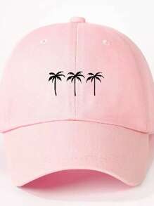 1pc Unisex Adjustable Casual Baseball Cap With 3 Coconut Tree Printing, Outdoor Wear