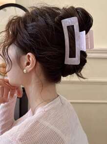 3 pezzi Fermagli per capelli quadrati da donna da 4 pollici, in sfumature di rosa, bianco e blu, di alta qualità, eleganti, semplici e versatili, accessori per capelli estivi adatti per uso quotidiano, casual, feste, lavoro, vacanze, lavaggio del viso, trucco, abbinamento degli outfit, scuola, università