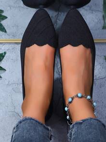 2025 New Spring Autumn Style Women Round Toe Bohemian Flared Flat Shoes - Black - View 3