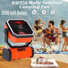20000mAh Portable Camping Fan, Rechargeable Battery Operated Oscillating Camp Tent Fan W/Remote, 4 Speeds, LED Lights & 360° Rotation Hook For Outdoor RV Travel Essentials, Basic Model-Orange