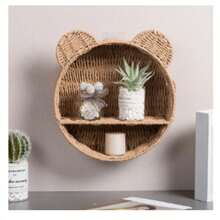 Imitation Rattan Plastic Fruit Basket Storage Basket Wall Mounted Storage Rack Straw Woven Handmade Storage Basket