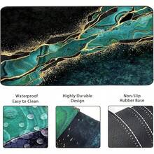 Large Mouse Pad Desk Dad, 4-In-1 Keyboard Wrist Rest Pad & Wrist Support Mouse Pad Set, Extended Desk Pad Waterproof Desk Home Office Study Game-Blue Marble - Đá cẩm thạch Malachite - Xem 4