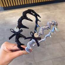 1 件优质面料蝴蝶结头带，防滑高冠精确反向新款式，发带，发箍 - 彩色 - 查看 7