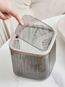 1pc Laundry Capsule Storage Container, Detergent Powder Storage Box With Pressing Lid, Laundry Pod Dispenser And Organizer For Washing Machine