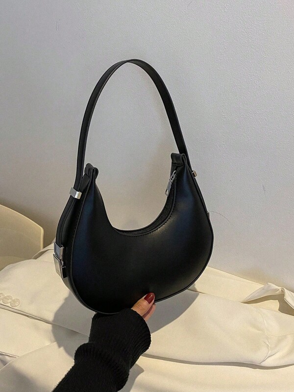 Solid Color Retro Simple Bow Decoration Crescent Shoulder Bag, Suitable For Shopping, Wallets, Shopping, Young Women, College Students, Newcomers, White-Collar Workers. They Are Very Suitable For Offices, Universities, Work, Business, Commuting, Outdoor Activities, Travel, And Outings