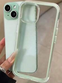 New 2-In-1 Colorful Protective Phone Case, Compatible With IPhone 16/11/16pro/16plus/16promax/16e/15Promax/13/14/12/XS/XR/7G/8P, High-End Transparent Airbag IPhone 15 Deluxe Phone Shell, Fashionable All-Inclusive Silicone Shockproof Case For Women - Mint Green - View 3