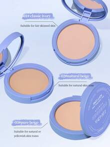 控油面部粉饼，哑光光滑无瑕定妆粉，防水持久定妆粉面部化妆品 - 彩色 - 查看 4