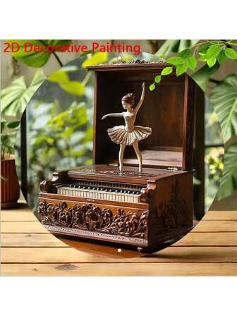 1个优雅的扁平金属钢琴音乐盒，带芭蕾舞女图案，8x8英寸扁平金属标牌2D墙面艺术装饰，农舍风格金属墙饰，适用于家居、办公室、酒吧、咖啡馆、室内外场所 - 理想的礼物，款式随机，家居装饰，房间装饰，生日、毕业等场合的墙面装饰礼物，孔位随机。