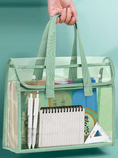 优质PVC大容量手提包，学生考试用文件夹袋，防水收纳袋