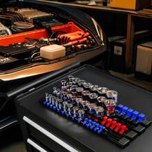 9-Piece Socket Organizer, 1/2 Inch, 3/8 Inch And 1/4 Inch Drive ABS Tools-Black Socket Holder,Heavy Duty Socket Racks, Premium Quality Socket Clip Rail Holder,The Best Tool Trays In The Garage - Black - View 10