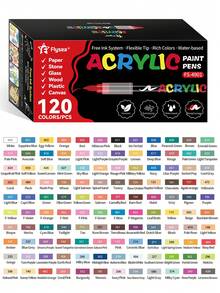12/24/36/48/60/72/120/168pcs Acrylic Paint Markers, Assorted Colors Acrylic Marker Pens Set, Opaque Watercolor Brush Pens For Art Painting, Calligraphy, Scrapbooking, Hand Lettering, Card Making, Black Card Paper, Rocks, Christmas Decor, Wood, Plastic, Canvas,For School Supplies,Back To School - 彩色 - 查看 22