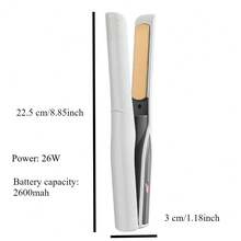 Portable Cordless Ceramic Coated Hair Straightener For Women, Lightweight & Miniature, With Type-C Charging Port, For Travel Hair Straightening, Rechargeable Hair Straightener And Curler 2 In 1 Wireless Mini Portable USB