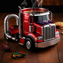 Handcrafted Semi-Truck Shaped Coffee Mug - Durable Resin Reusable Cup With Detailed Design, Multi-Color Options - Perfect Gift For Truck Drivers, Dad, Coffee-Loving Truckers - Hand Wash Only, Coffee Cup, Sturdy Construction