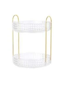 360° Rotating Diamond Pattern Acrylic Makeup Organizer Box, Vanity Countertop Cosmetic Storage Rack For Lipstick, Skincare, Perfume And Beauty Products