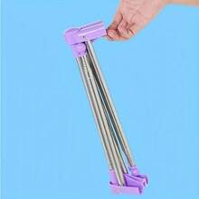 1个可伸缩折叠不锈钢晾衣架，稳固落地式晾衣架，适用于家庭、洗衣、露营和旅行，露营装备 | 现代晾衣架设计，斋月/情人节礼物 - 彩色 - 查看 8