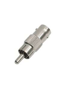 Adaptador en línea para 75 Ohm, de conector BNC hembra a RCA macho en aplicaciones de Audio-Video para cámaras, monitores y DVR´s. - Plateado - Ver 2
