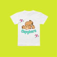 Playera de Capybara Colores amigos  Para Niñas y Niños Moda Premium  de alta calidad Capibara - Verde Oscuro - Ver 2