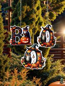 1 件万圣节装饰猫头鹰和南瓜形字母人物挂饰，现代字母装饰，适合家庭、派对、婚礼、节日装饰