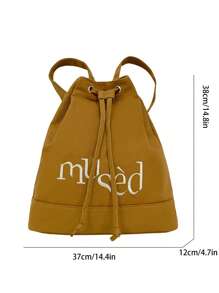 Mochila Saco com Cordão Estampa de Letra Casual na Moda, Mochila de Viagem e Férias