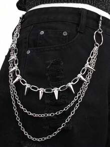 1 Stück Mehrschichtige Hip-Hop Punk Kette, dekorative Hänge Kette, Y2K Punk mehrschichtige Hosen Kette für Jeans Hosen