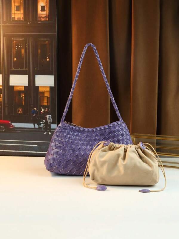Woven One Shoulder Underarm Handbag, Mother-Child Set, Commute Bag, 2025 New Fashion Casual Style