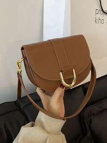 职业女士时尚小手提包，时尚高端工作休闲斜挎包，适合年轻女性，简约毛绒单肩包 - 棕色 - 查看 6