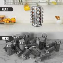 Especiero Giratorio con 12/16/20 Tarros Organizador De Especias Condimentos Hierbas Carrusel de Frascos 360 grados Especieros para Hogar Cocina - Plateado - Ver 6