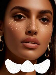 6片闪光彩虹雀斑面部纹身全息星星激光闪光雀斑防水彩虹闪光临时纹身适用于骄傲化妆配件派对音乐节 - 彩色 - 查看 4