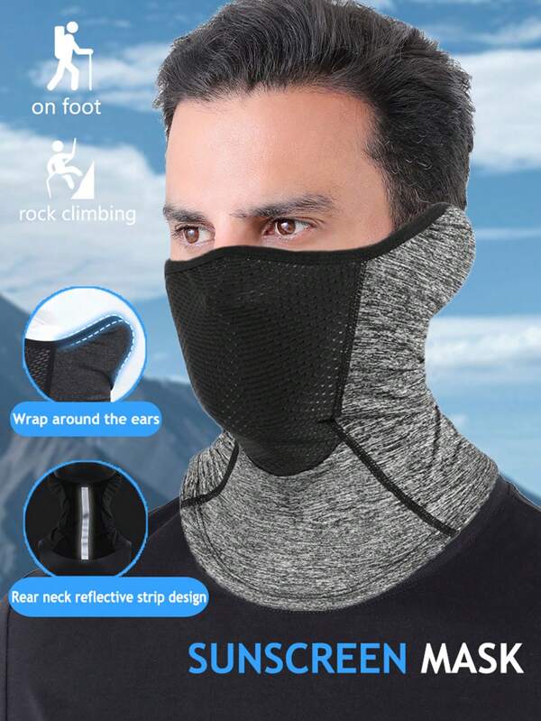 1pc Quick-Dry Breathable Reflective Neck Gaiter | Sweat Absorbent Sporty Outdoor Face Mask For Men & Women - Insect Shield For Cycling, Running, Hiking, Night Riding, Summer Sun Protection Headgear, UV Resistant Neck Protection Headgear, Motorcycle Full Face Ice Silk Mask