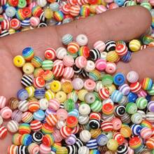 100 peças de contas de acrílico coloridas de 8 mm com listras de zebra, adequadas para colares e pulseiras, acessórios para artesanato de joias