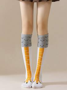 1 Pair Funny Chicken Feet Design Socks, Entertaining Party Decoration Socks, Suitable For Dates, Gatherings, Humorous Party Occasions, Students, JK Uniform Long Socks, Leg Shaping Socks, Halloween, Christmas Party Socks