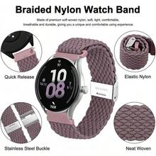 Correa de Reloj de Nylon Trenzado de 22mm para Hombres y Mujeres, Liberación Rápida, Hebilla de Acero Inoxidable Negra (Azul) - Woodrose (hebilla plateada) - Ver 3