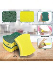 1/6/12/24pcs Cleaning Sponge, Scouring Pad, Square Dish Cloths, Simple Style Dish Towel, Cleaning Cloth For Sink Or Kitchen Stove, Antibacterial Washable Cleaning Brush, Kitchen Stuff Kitchen Cleaning Gadget