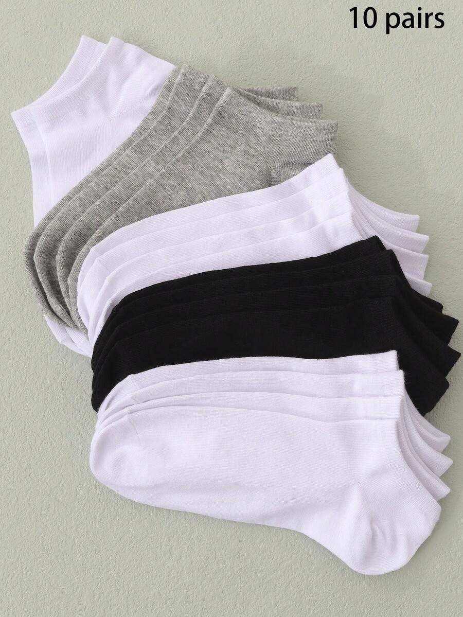 1/5/10/15/20双混色时尚休闲情侣/女士短袜，四季皆宜的圣诞礼物