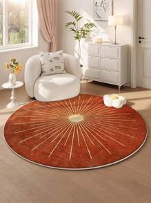 1pc Round Rug Bohemian Vintage Soft Round Area Rug With Striped Pattern, Comfortable For Bedroom, Living Room, Study, Entryway, Room Decor As Floor Mat, Modern Polyester Non-Slip Absorbent Floor Mat, Washable & Non-Slip, Carpet For Living Room - Indoor All-Season Home Decor, Bedroom Rug, Living Room Large Rugs, Terracotta-Colored Bedside Rug, House Decor | Bedroom Decor