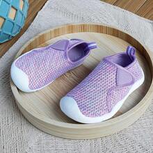 Kids Girls/Boys Non-Slip Breathable Soft Sole Hook And Loop Slip-On Sports Shoes, Suitable For Indoor, Outdoor, Campus, Students, Spring/Summer/Autumn - Purple - View 3