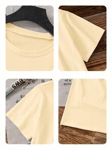 女士休闲龙虾和葡萄酒图案印花 T 恤，适合日常穿着、海滩度假、办公室和各种场合 - 杏色 - 查看 4