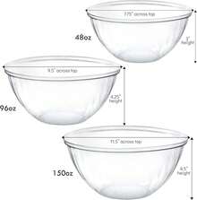 Disposable Combo Set Of Salad Bowl With Lids Includes 2, 48 Ounce 2, 96 Oz 2, 150 Ounce Round Crystal Clear Plastic Serving Bowl - 米色 - 查看 2