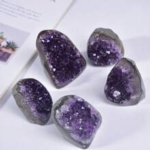 1PC Hot High Quality Mini Natural Amethyst Cluster Crystal Geode Cave Raw Healing Stone Mineral Specimen Mysterious Gemstone Home Office Desktop Decoration