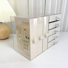 Scatola portagioie multifunzionale trasparente di alta qualità per accessori, utilizzata per orecchini, orecchini e collane, scatola di stoccaggio domestico per decorazioni, scatola portagioie per organizzatore di stoccaggio per donne, accessori essenziali da viaggio, scatola di stoccaggio per il ritorno a scuola e per il dormitorio
