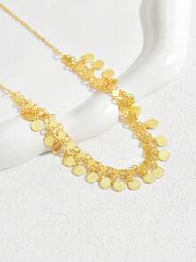 1pc Fashionable Versatile Vintage Refined Elegant Metal Necklace For Women - Yellow Gold - View 5