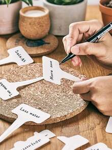 100 件植物标签，防水塑料花园植物标记标签，可重复使用植物标签，适用于户外植物幼苗盆栽植物草本花卉蔬菜（白色）